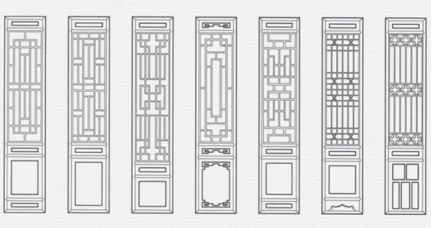 溧水常用中式仿古花窗图案隔断设计图